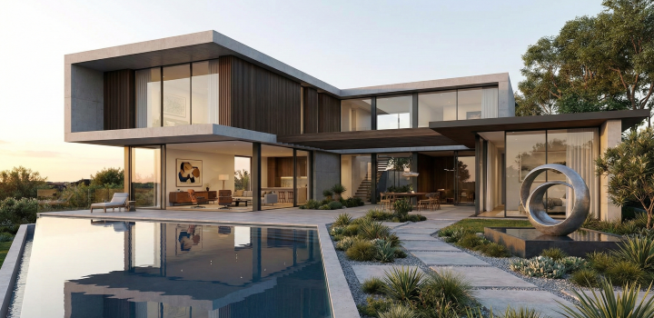 طراحی باغ ویلا مدرن گلدیس سازه