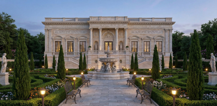 طراحی باغ ویلا کلاسیک