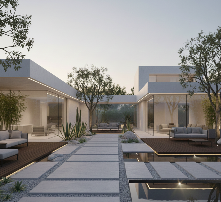 طراحی باغ ویلا مینیمال